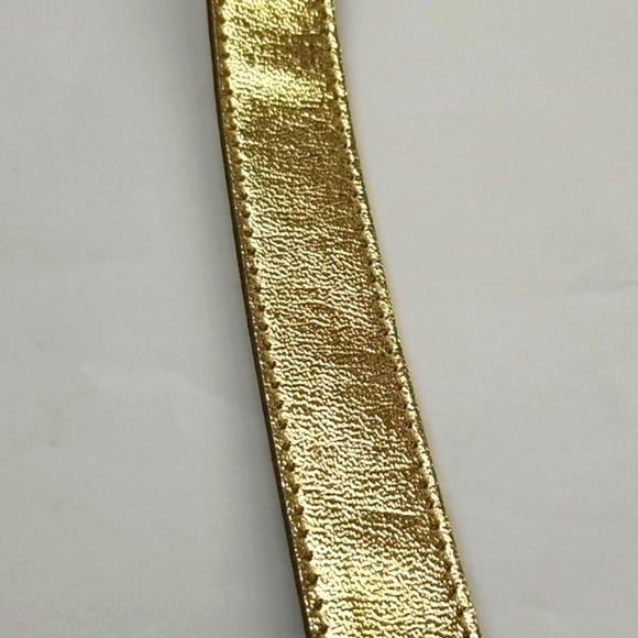 Woman's Shiny Gold Similated Leather Belt - Picture 6 of 9